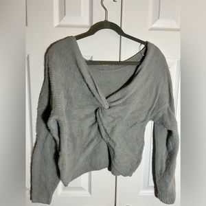 Hollister reversible twist knot gray sweater